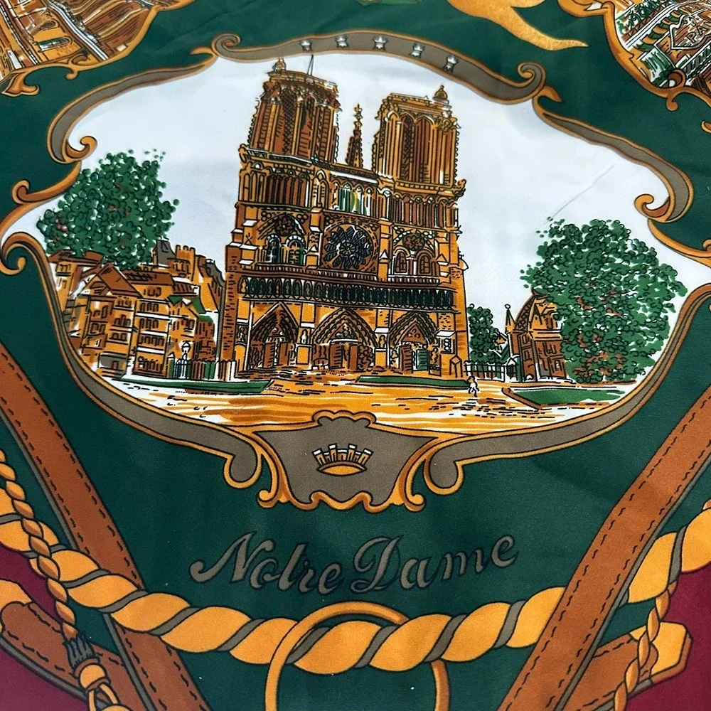 Womens Vintage Paris Scarf Souvenir De Paris Eiffel Tower Landmarks Parisian - Picture 6 of 14